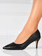 Leder Pumps mit Mittelhohem Absatz Schwarz