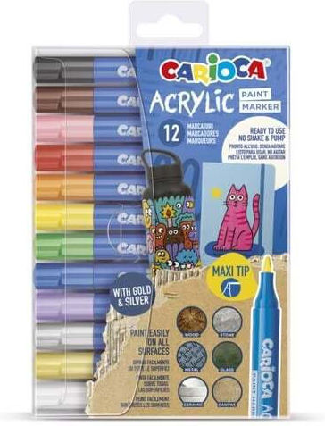 Carioca Acrylic Markers Set 12 Pieces
