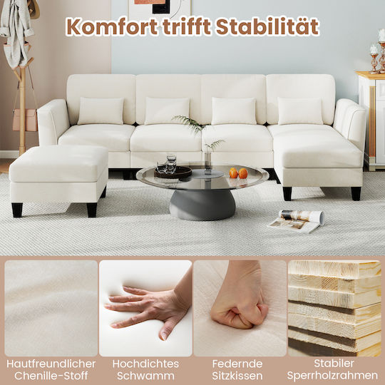 Corner Couch Beige 280x144x84cm