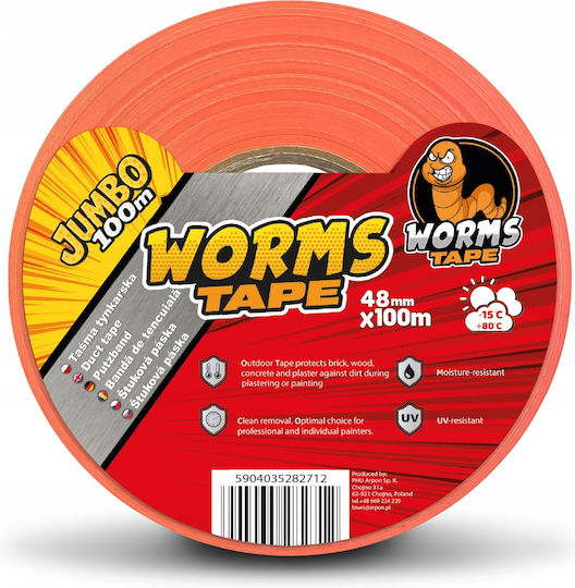 Worms Αυτοκόλλητη Ταινία Πορτοκαλί 100mx48mm