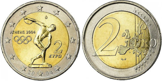 2 Ευρώ 2004 Ελλάδα Ολυμπιακοί Αγώνες Σαν Καινούργιο Xf