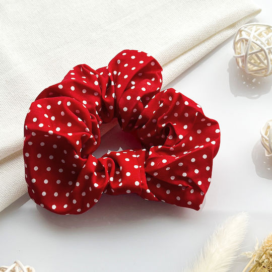 Classic Scrunchie Hair In Soft Cotton Retro Chic Red Polka Dot