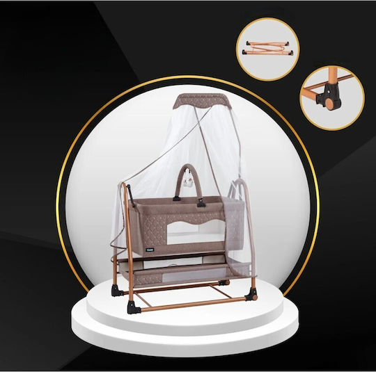 SteweHome Baby Cradle with Mattress and Wheels Brown