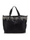 Leder Damen Schultertasche Schwarz
