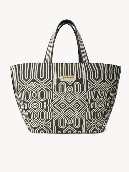 Fabric Women's Tote Handbag Black