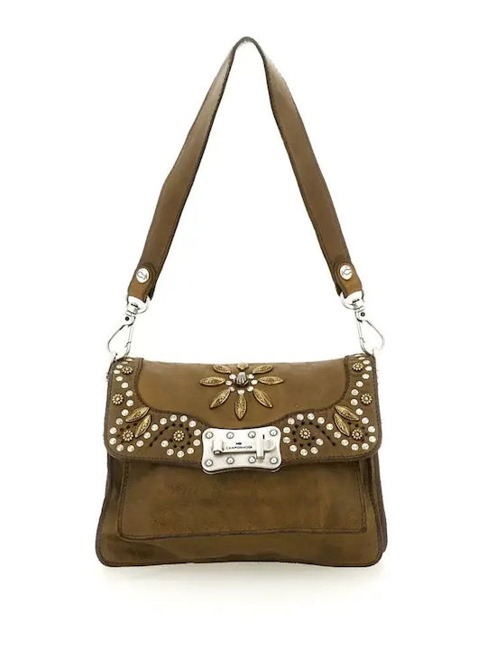Leder Damen Schultertasche Khaki