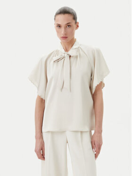Bruuns Bazaar Damen Bluse Kurzärmelig Beige