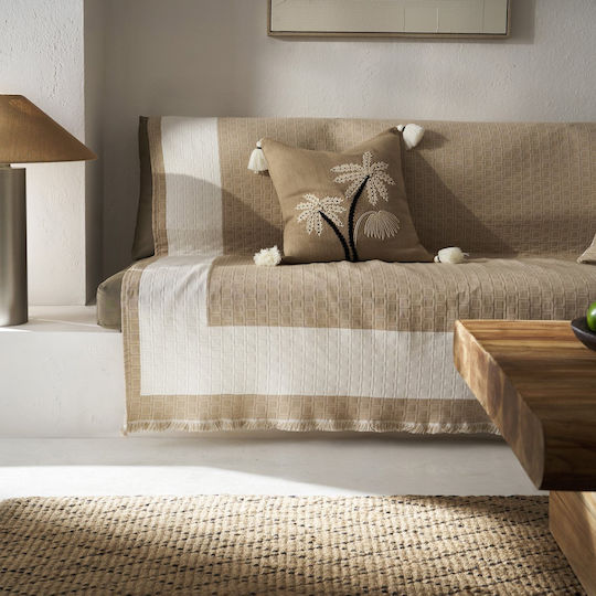 Gofis Home Solenne Ριχτάρι Πολυθρόνας Πλεκτό 180x175εκ. Almond Beige