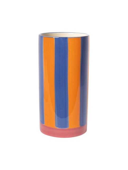 Dolomite Vase Stripe Blue Orange 20 X Ø10 Cm