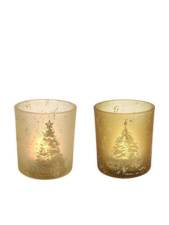 Zaros Christmas Glass Gold Candlestick 7cm 6 Pieces