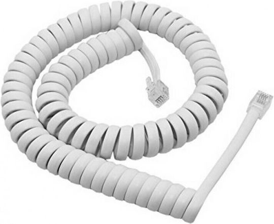 Jager Spiral Telephone Cable RJ10 4P4C 1.5m White T205-44