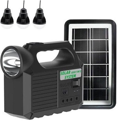 GDLite Solar Lighting System 3 with Flashlight Radio and USB Charging GD-8017
