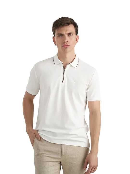 Monte Napoleone Polo Herrenbluse Kurzarm Weiße