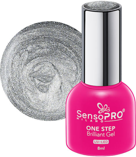 Ojă Pentru Unghii Cu Gel Semi-Permanentă Strălucitoare One Step Sensopro Milano 8ml Argintiu Time #75