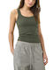 Women's Cotton Sleeveless Khaki Blouse