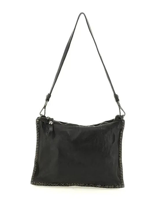Leder Damen Schultertasche Schwarze