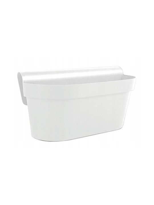 White Plastic Balcony Box Handle Flowers