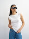 Women's Cotton Sleeveless White Top