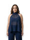 Women's Sleeveless Top with Tie at the Neck Blue