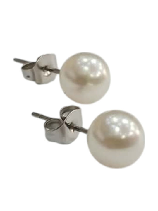 Kalliopi Silver Ohrringe Stecknadelverschluss aus Stahl mit Perlen