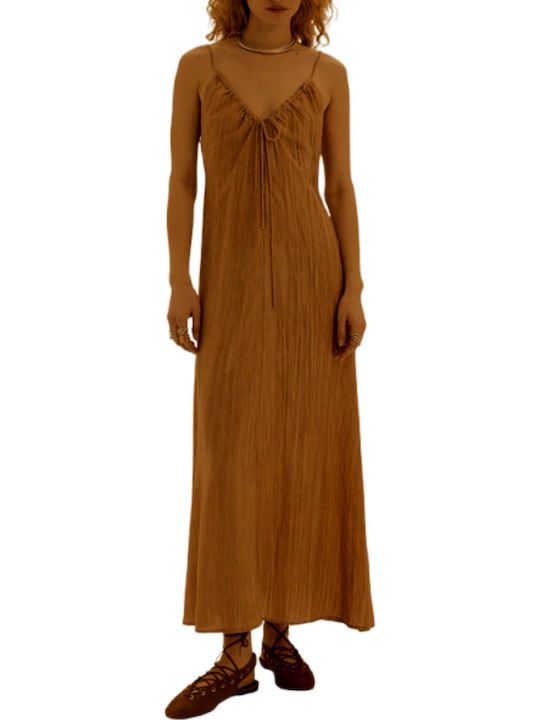Summer Maxi Evening Dress Dark Brown