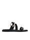 Leather Women's Flat Sandals Black
