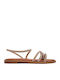 Leather Women's Flat Sandals Gold