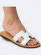 Leather Women's Flat Sandals White