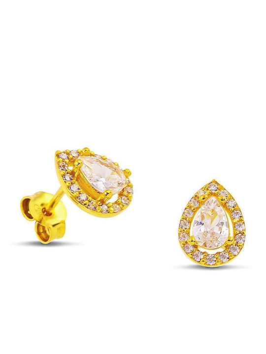 Themelidis Jewels Σκουλαρίκια Καρφωτά από Ασήμι Επιχρυσωμένα με Πέτρες