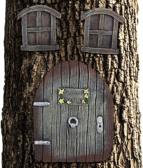 Relaxdays Placă Ușă Zână Maro Închis Galben Argintiu 15,5x1,5x12 Cm