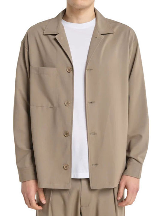 Μακρυμάνικo Τζιν Overshirt Μπεζ