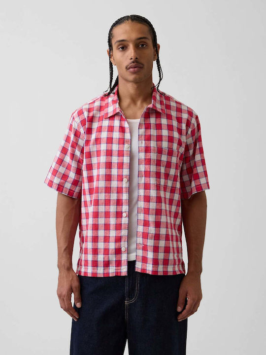 GAP Short Sleeve Checked Shirt Red Plaid