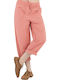 Pantaloni Dama Tesatura Roz Multicolor