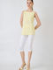 Women's High Rise Fabric Capri Trousers in Slim Fit White