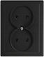 Double Socket Without Grounding Ip20 16a 250v Flush-mounted Matte Black