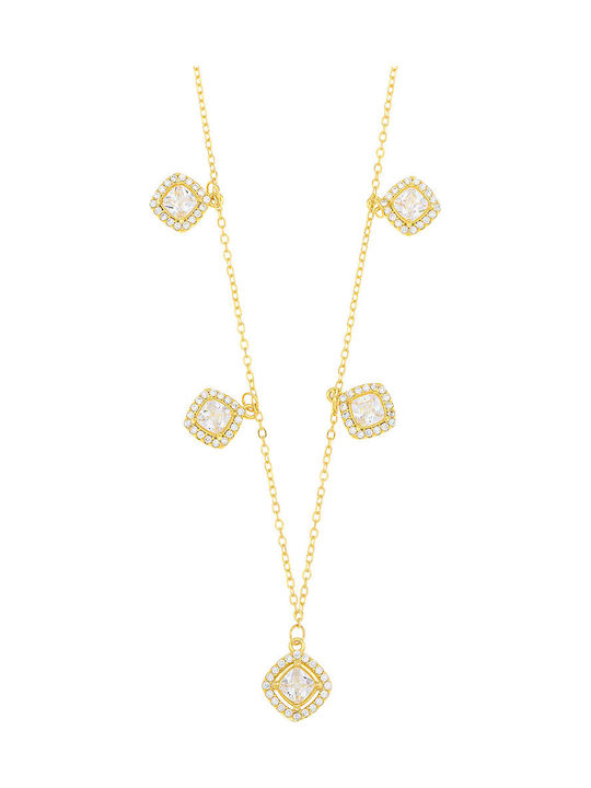 Breeze Necklace from Gold Plated Silver with Diamond & Black Zircon