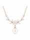 Charmy Necklace From Pink Gold Plated Silver With Pearls & Zircon