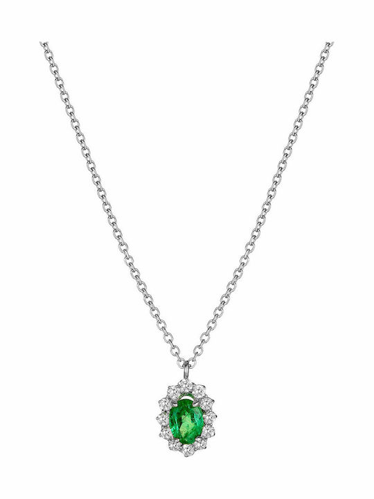 Kritsimis Rosette Necklace in 8K White Gold Green