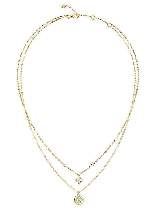 Guess Double Necklace Made of Gold Plated Steel