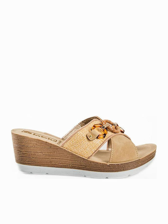 Inblu Anatomic Cross Strap Platforms In Sand Color