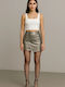 Damen Leder-Shorts Grau Farbton