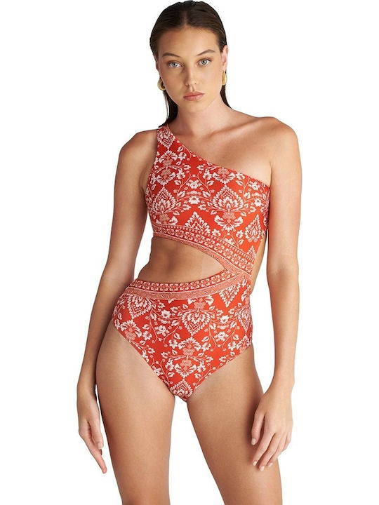 Blu4u One Piece Swimsuit with One Shoulder and Padding Orange