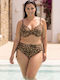 S0555 Set Bikini Cu Căptușeală Ușoară Animal Print Leopard Maro