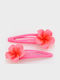 Set Kids Hair Clips with Bobby Pin Hair Clip Rubber Band Flower Design in Blue Colour 2 Pieces 5398-4-Fuchsia
