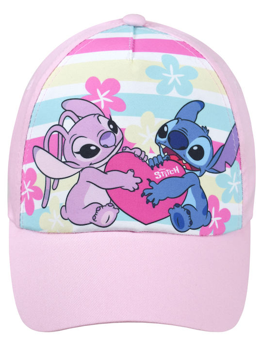 Stamion Παιδικό Καπέλο Jockey Υφασμάτινο Stitch Ροζ