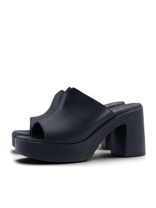 Juliet Δερμάτινα Mules Μαύρα