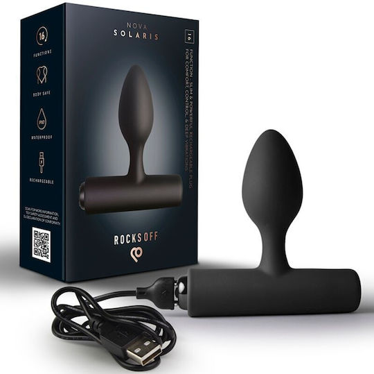Rocks Off Slim Anal Plug with Vibration Black