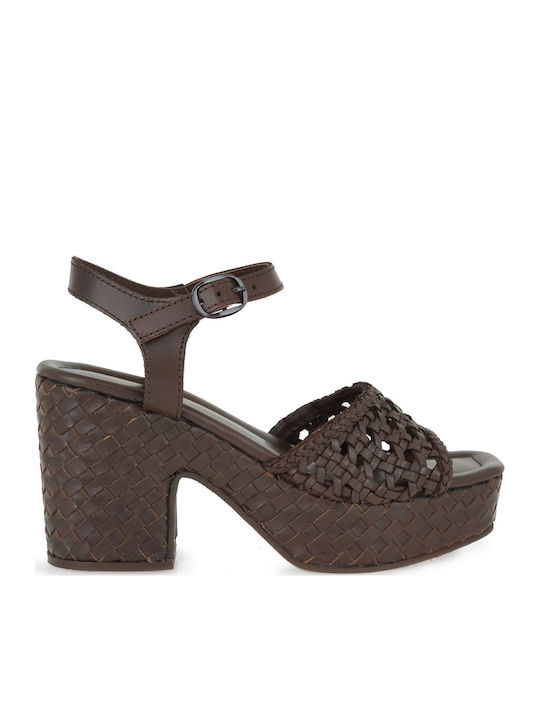 Damen Sandalen Braun Leder