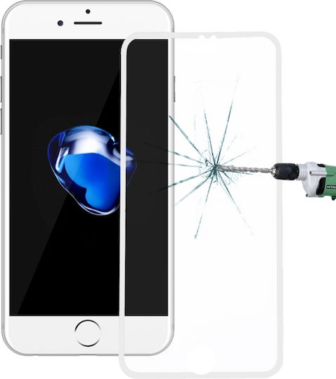 Закалено Стъкло Антицарапно Защитно Стъкло За Iphone 6 7 8 Пълно Покритие Тясна Рамка Бяло Oem