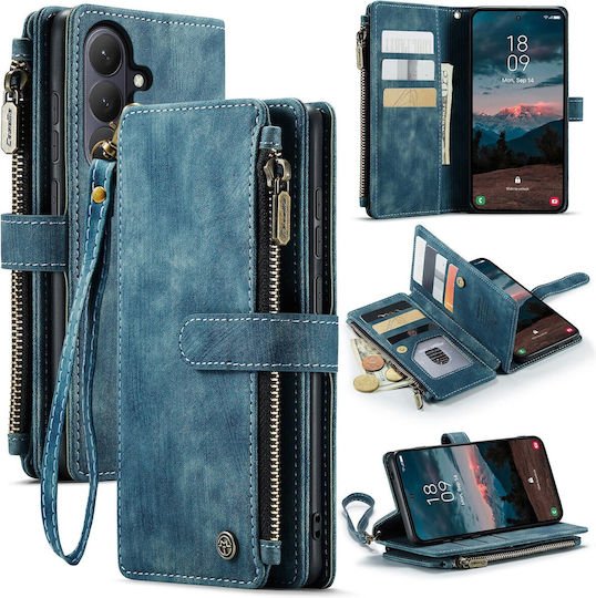 Caseme C30 Samsung Galaxy S26 5g Card Slots Zipper Wallet Leather Case Blue